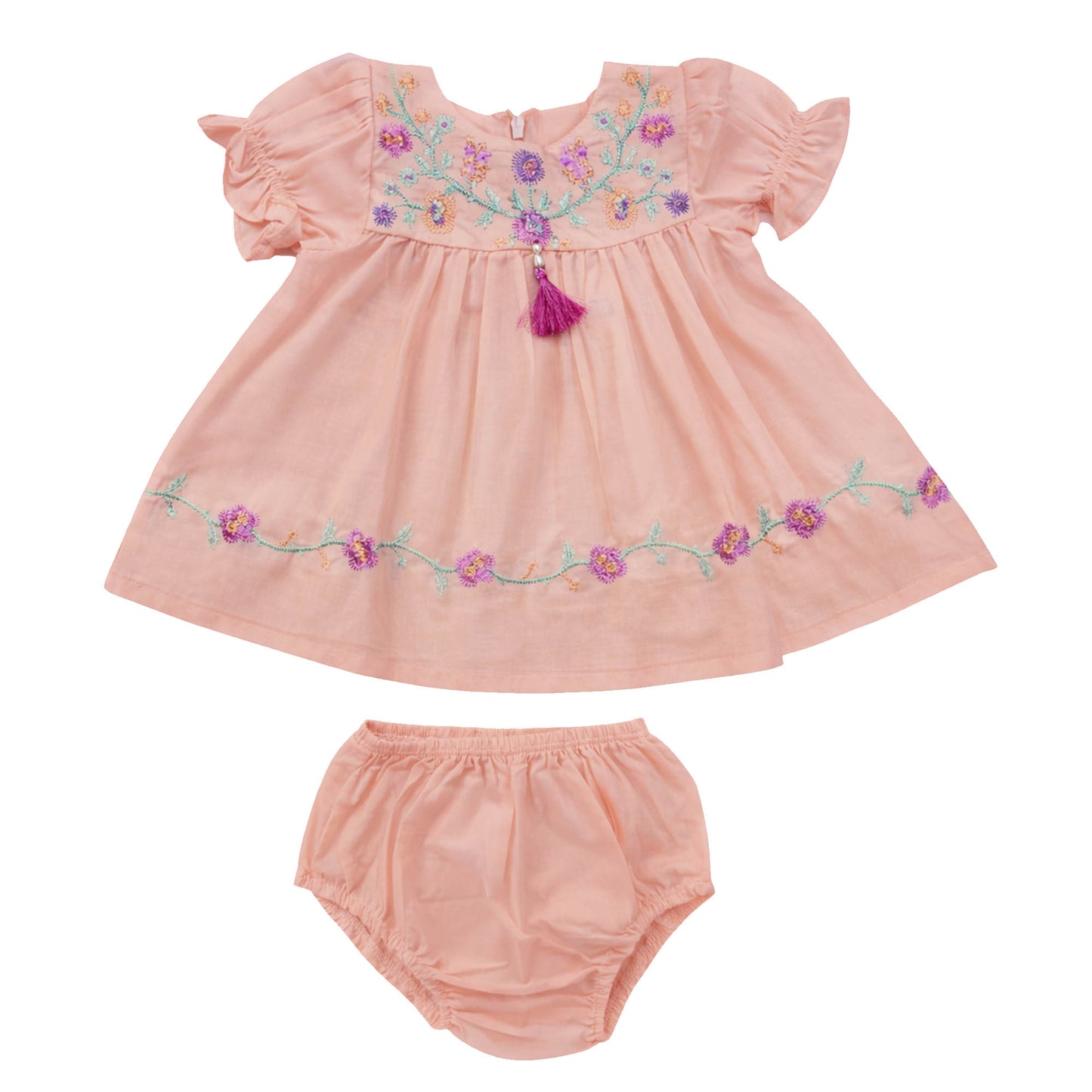 NewBorn  Embroidered Frock  – Pink