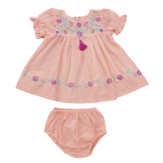 NewBorn  Embroidered Frock  – Pink