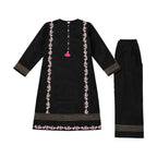 Girls Embroidered Co-ord Set - Black