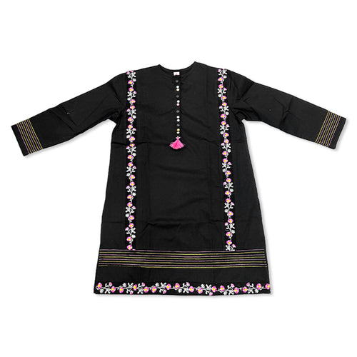 Girls Embroidered Co-ord Set - Black