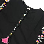 Girls Embroidered Co-ord Set - Black