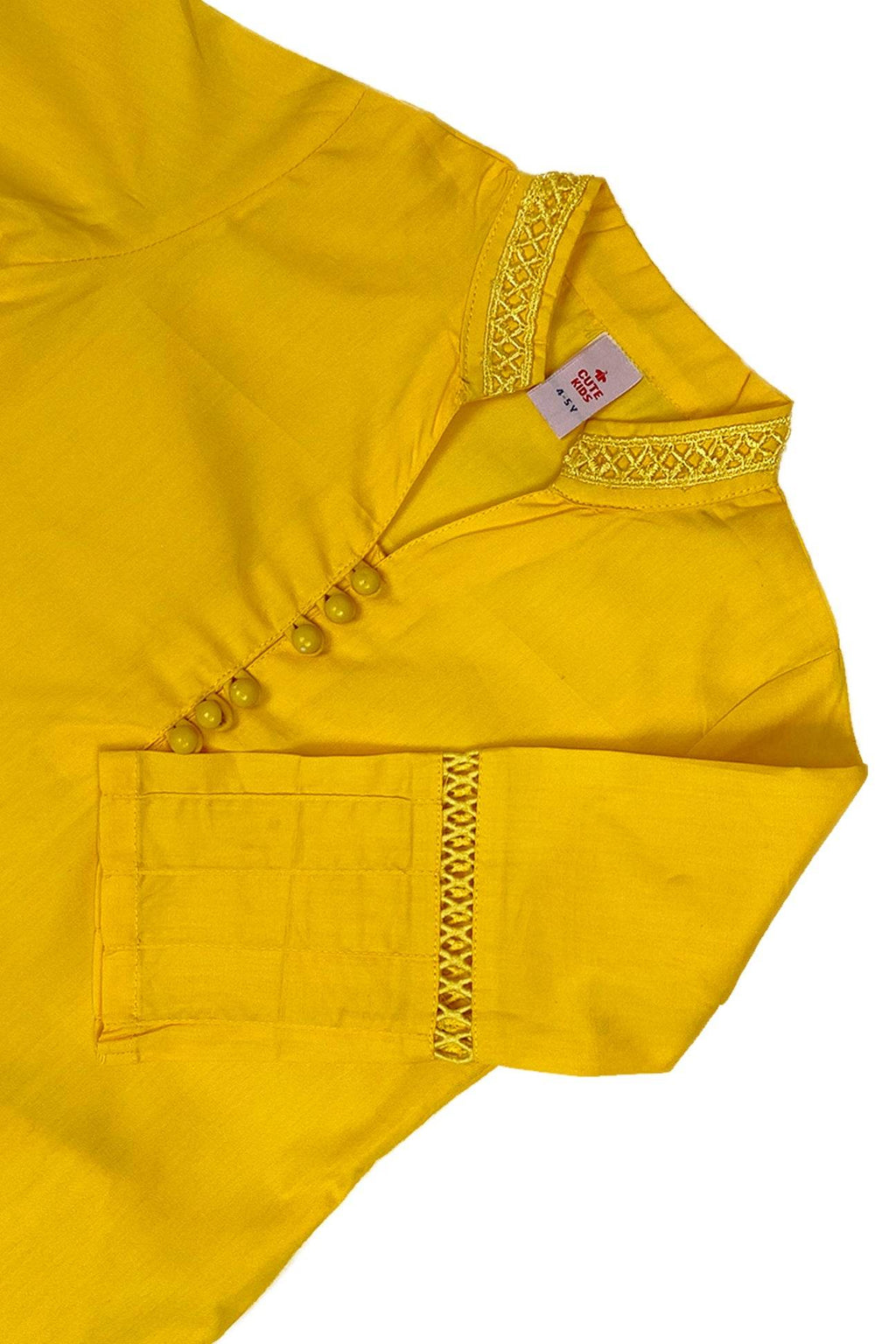 Girls Plain co-ord Set - Yellow - Cute Kids