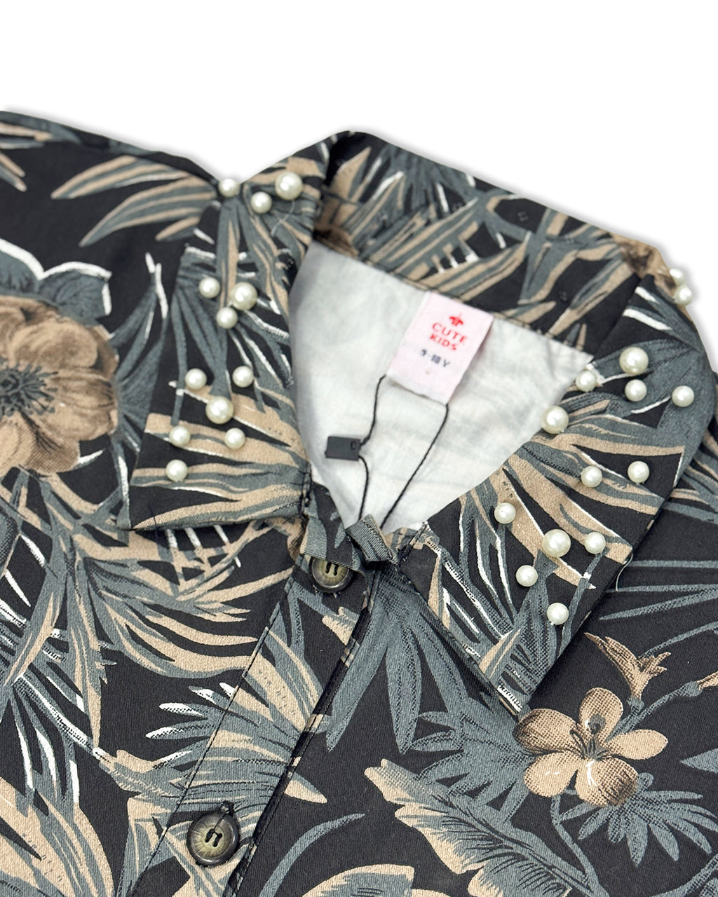 Girls Frock Pearls In Black Color