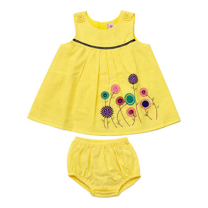 NewBorn embroidered  Frock – YELLOW