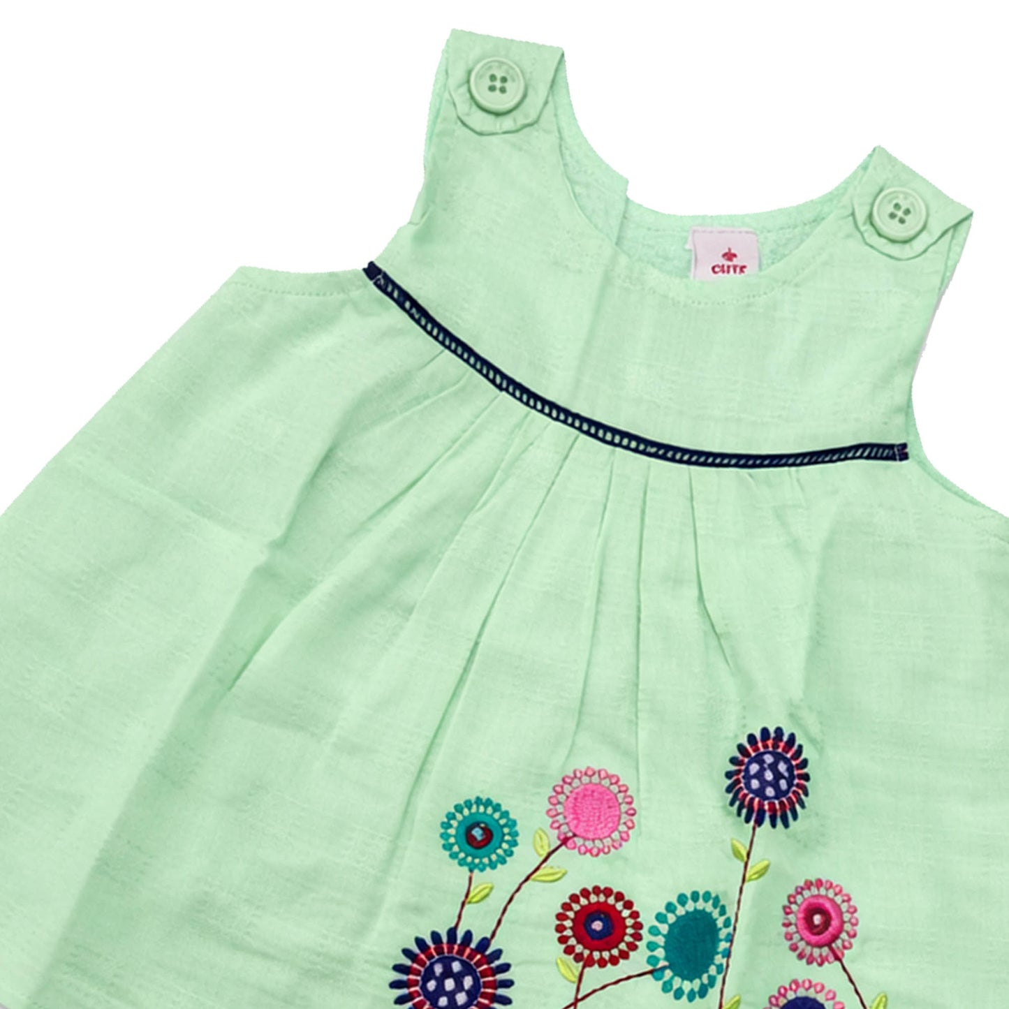 NewBorn  Embroidered Frock  – C-GREEN