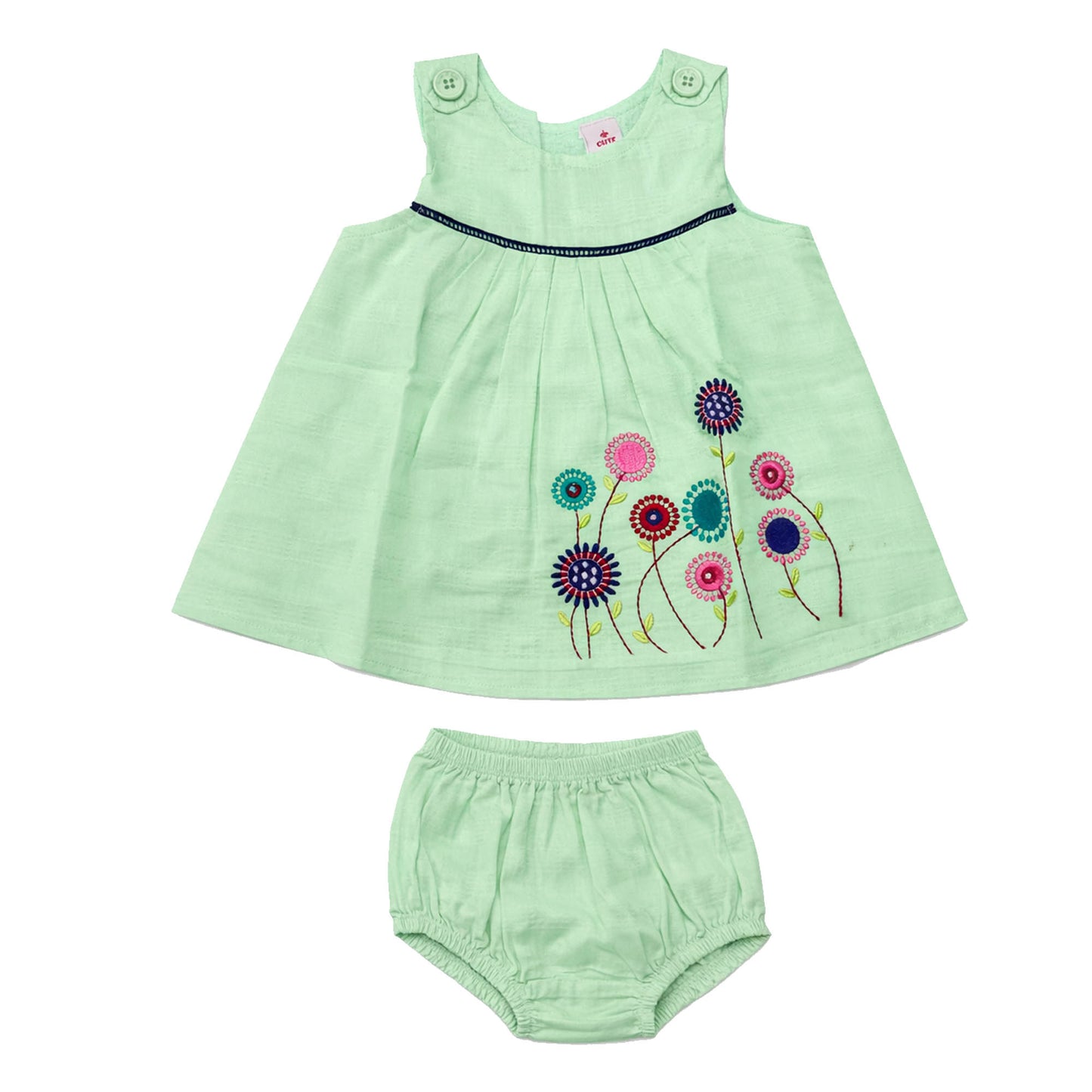 NewBorn  Embroidered Frock  – C-GREEN