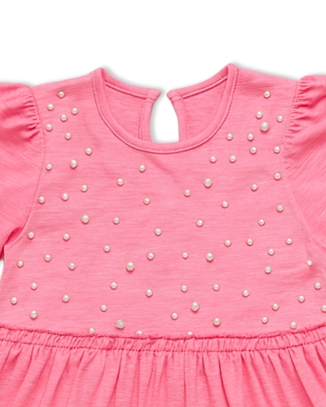 Girls Frock Pearls In Pink Color