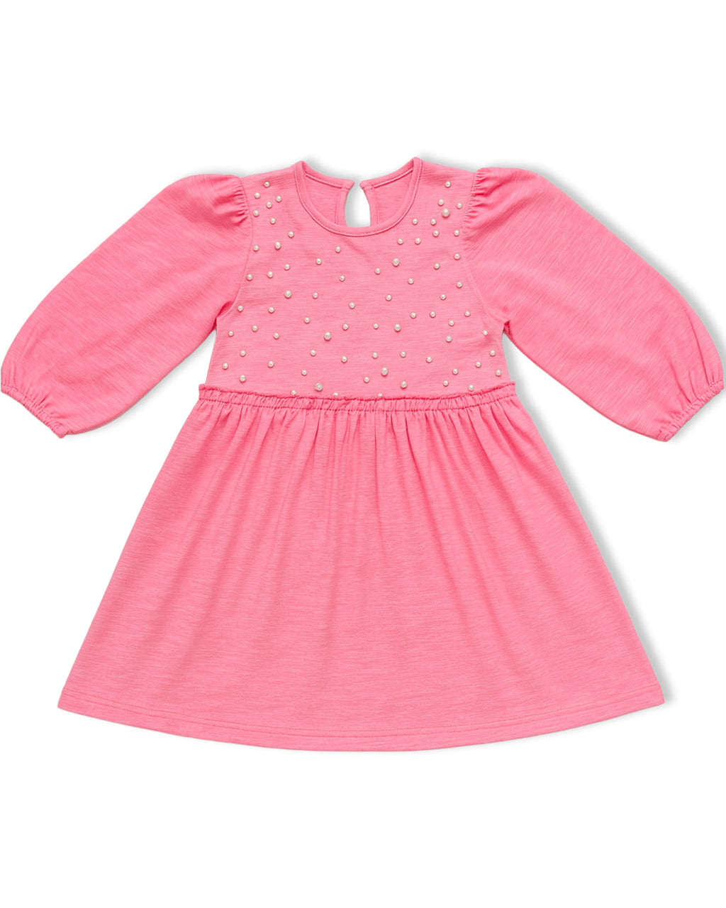 Girls Frock Pearls In Pink Color
