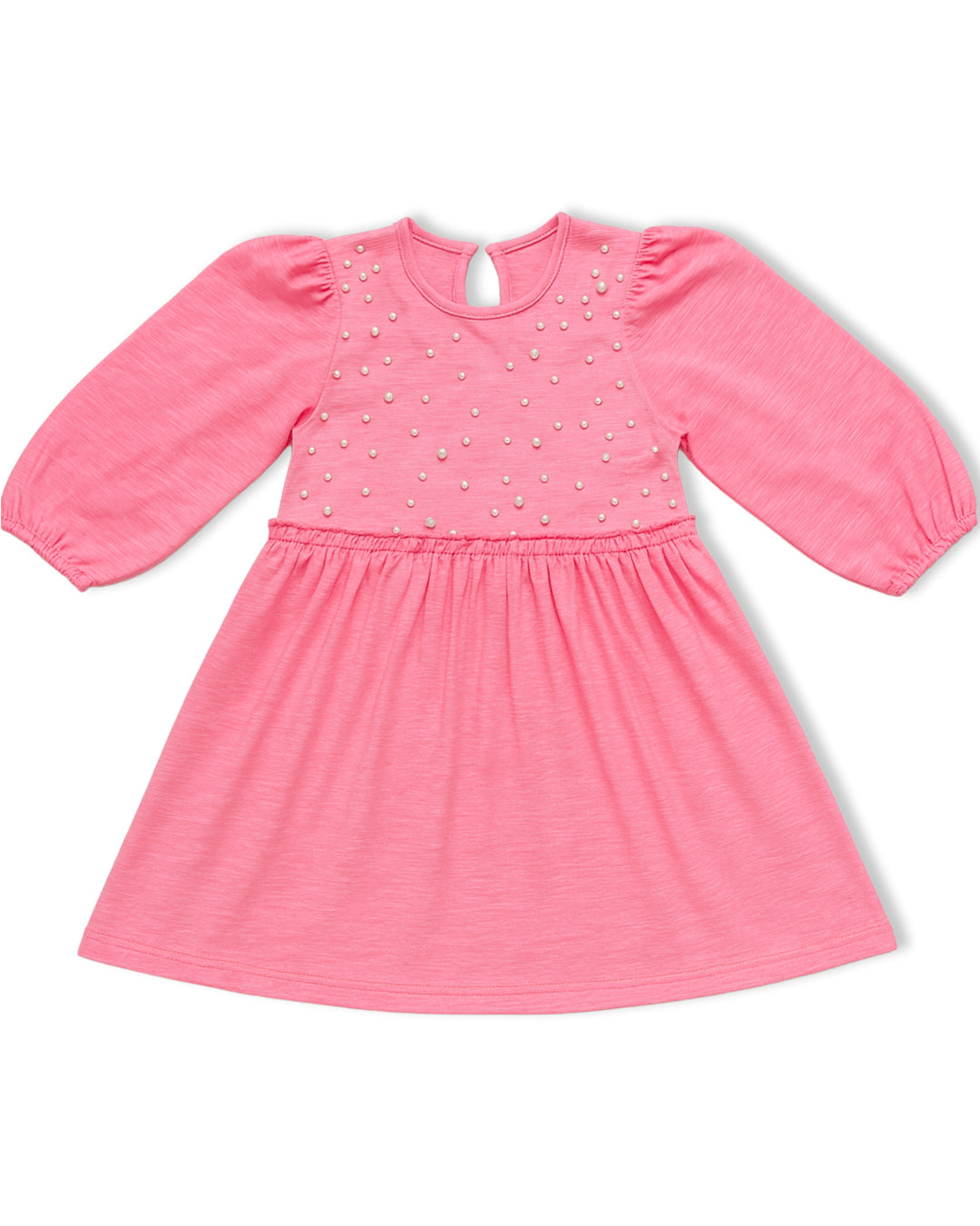 Girls Frock Pearls In Pink Color