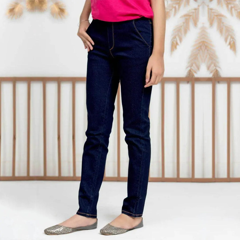 Girls Denim Jegging - Dark Wash - Cute Kids
