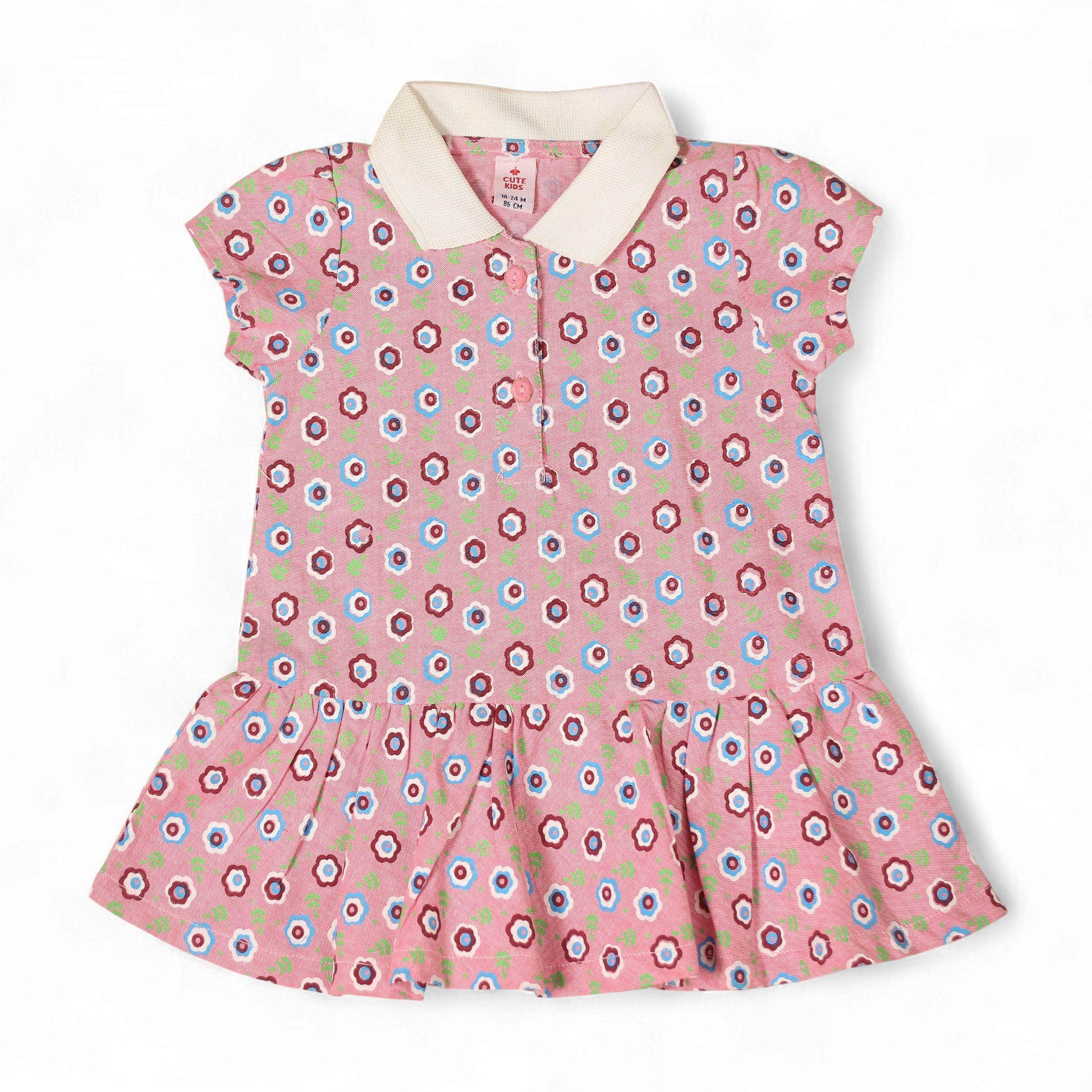 Cute Kids Newborn Frocks Rose Quartz Floral Design - Cute Kids